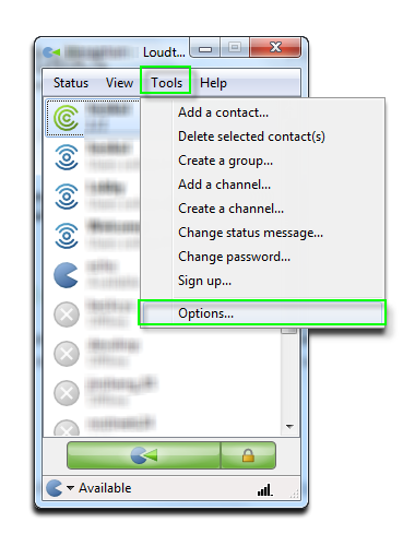 Select Options command from Tools menu